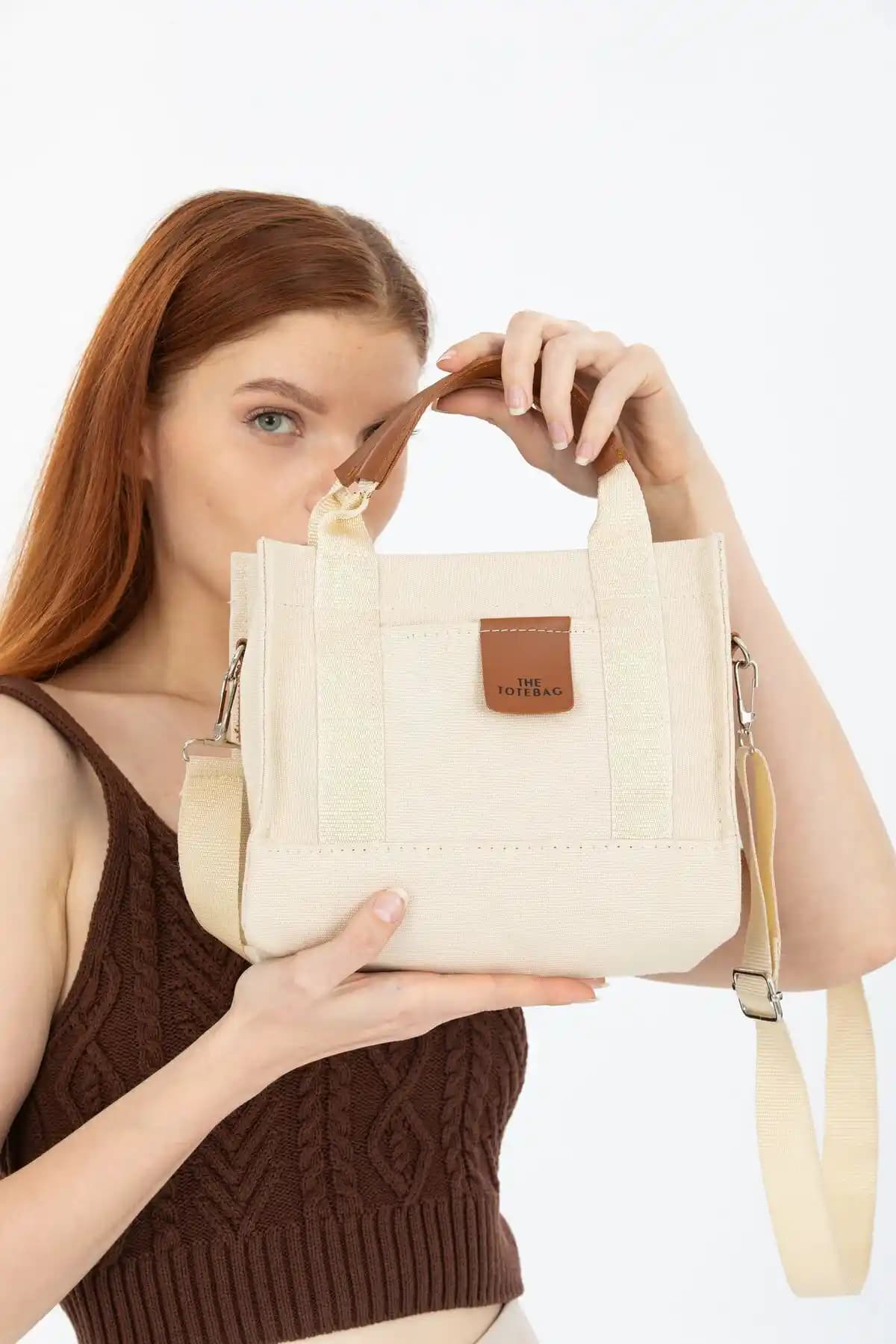 Rosmod Kadın Kanvas Çapraz Askılı Mini Tote Çanta Şık ve Pratik Tasarım