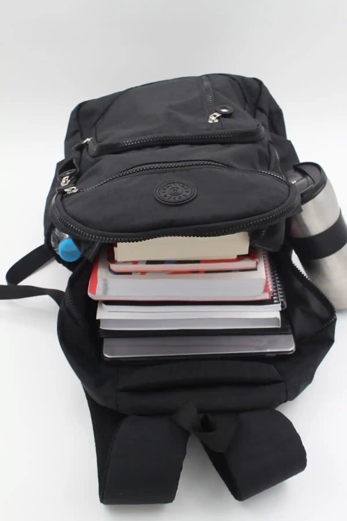 Rosso Collina Unisex Büyük Boy Siyah Seyahat ve Günlük Kullanım Sırt Çantası