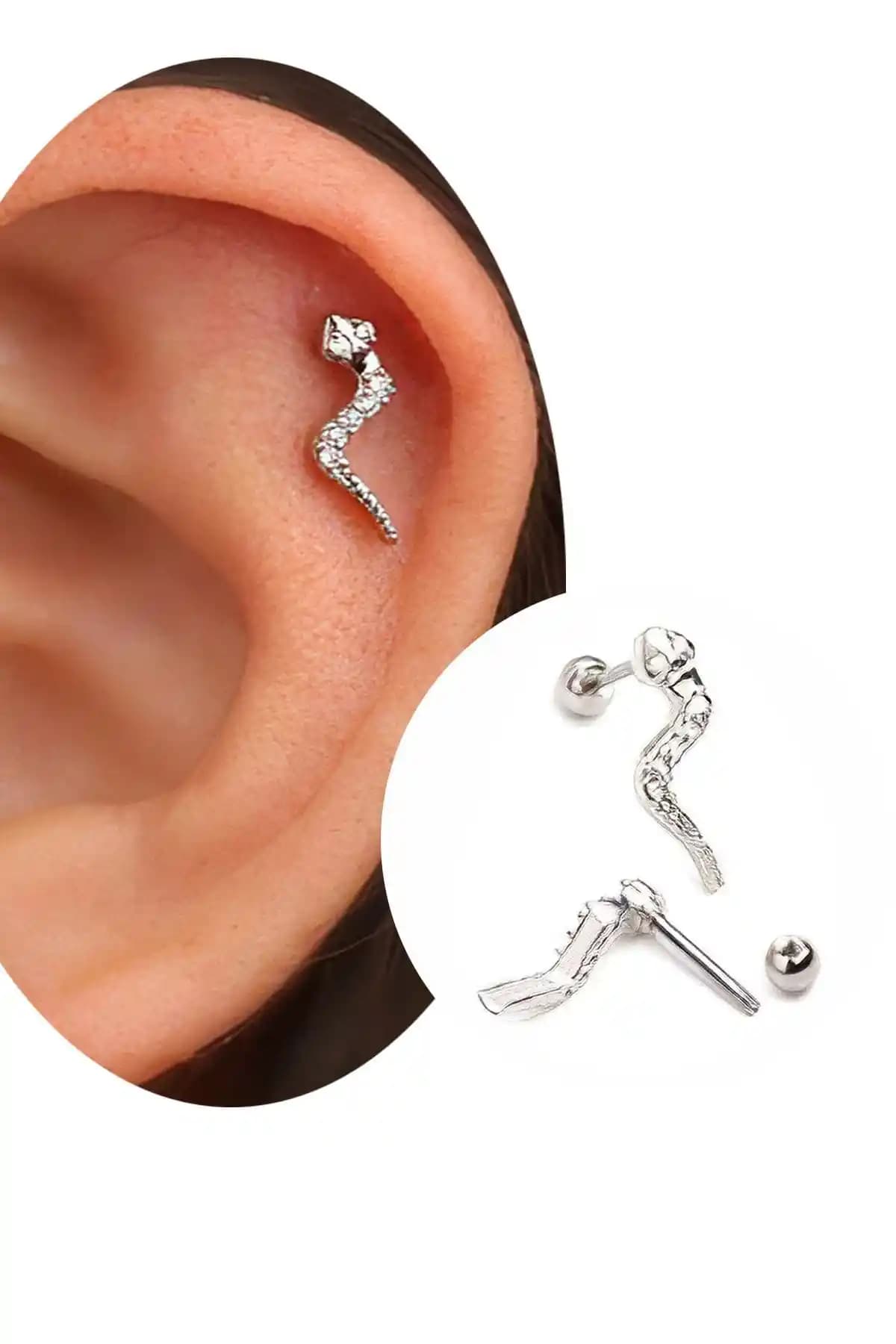 Salyangoz Cerrahi Çelik Yılan Model Helix ve Tragus Piercing Ürünü İncelemesi