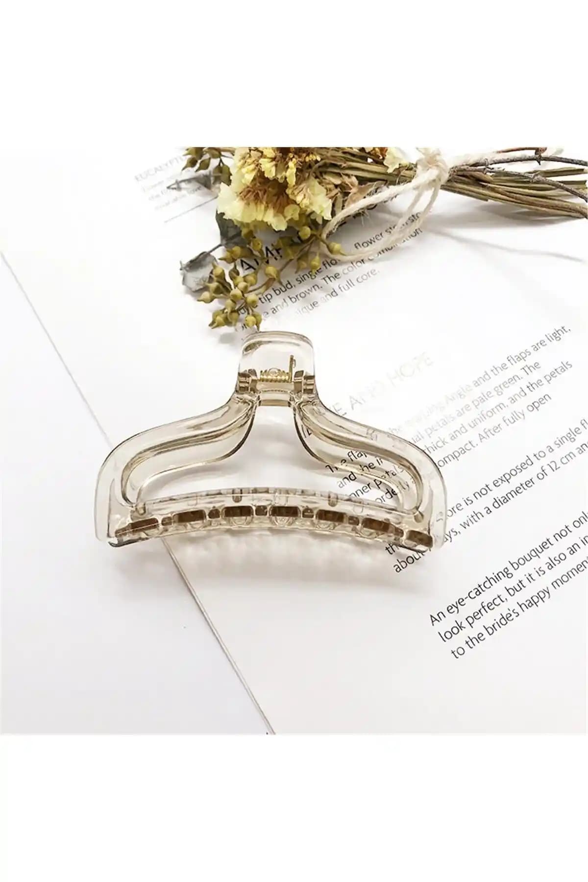 Şeffaf Mandal Toka 9,5 cm Kahverengi - Günlük ve Şık Saç Aksesuarı