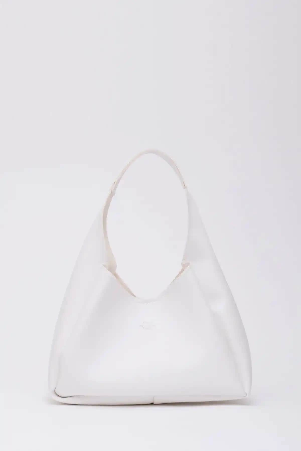 Shaka Beyaz Shk19 Çıtçıt Kapamalı Suni Deri Makyaj ve El-Omuz Çantası