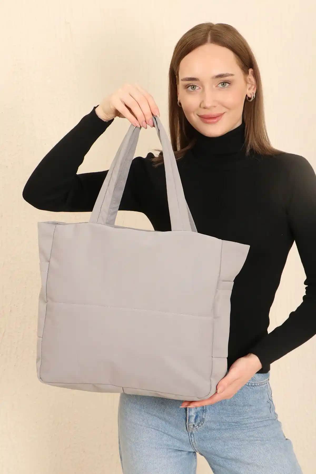 Shaka Gri U25 3 Bölmeli Yan 2 Cep Detaylı Fermuar Kapatmalı Kanvas Kan Çantası