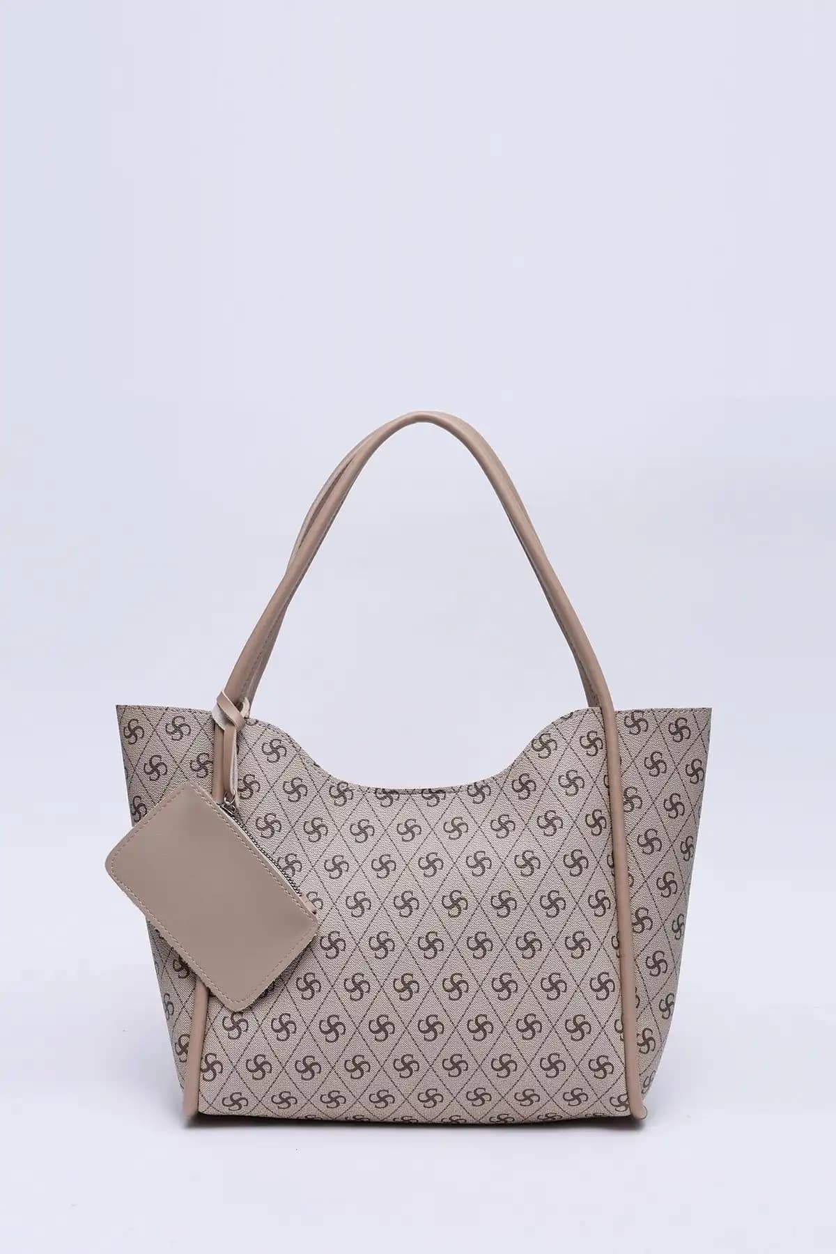Shaka Monogram Baskılı Vizon Kadın Çanta Modern Tasarım ve Kullanışlılık Bir Arada
