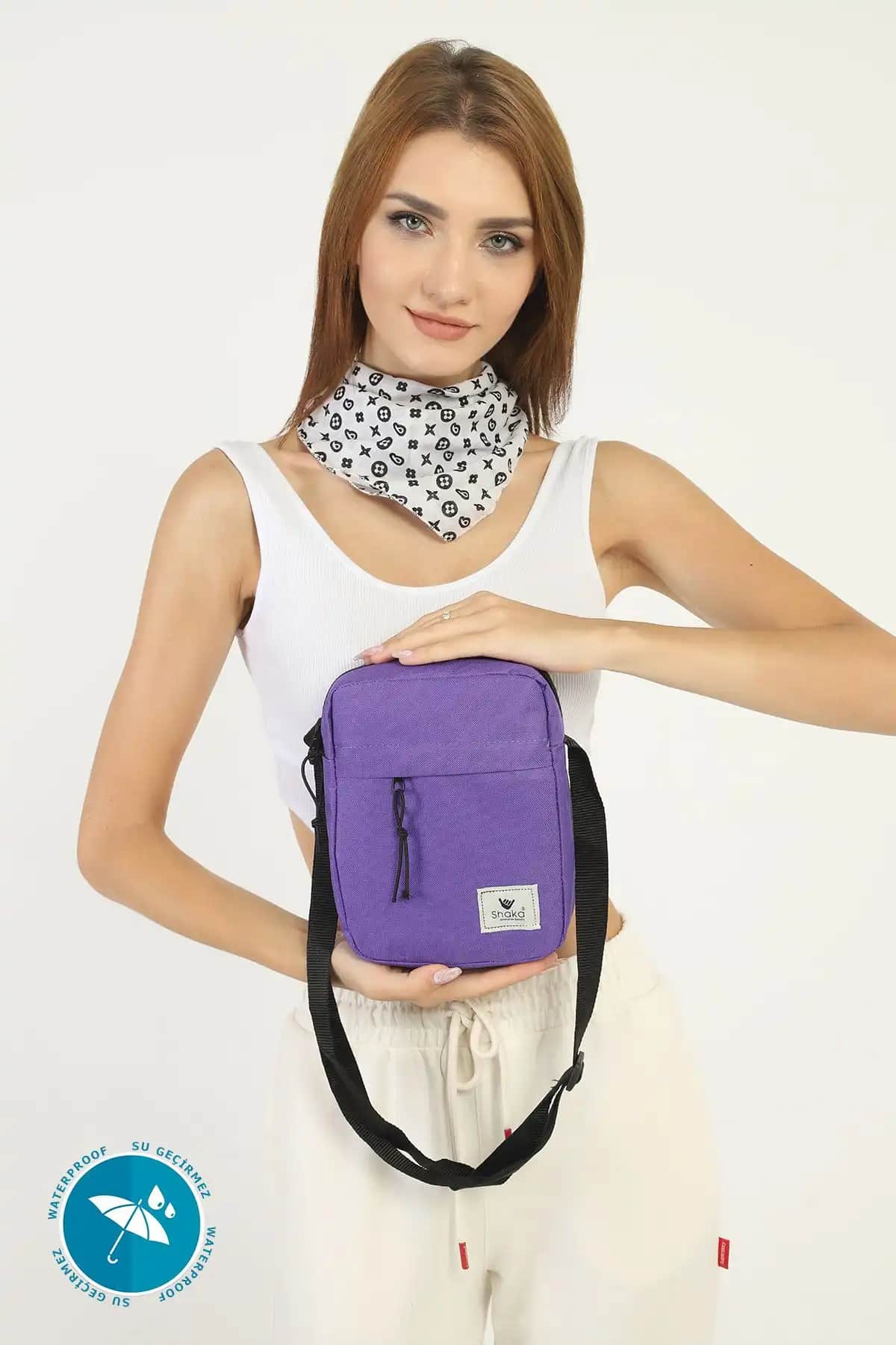 Shaka Mor U12 Çok Bölmeli Fermuarlı Omuz Çantası Günlük Kullanım İçin Uygun
