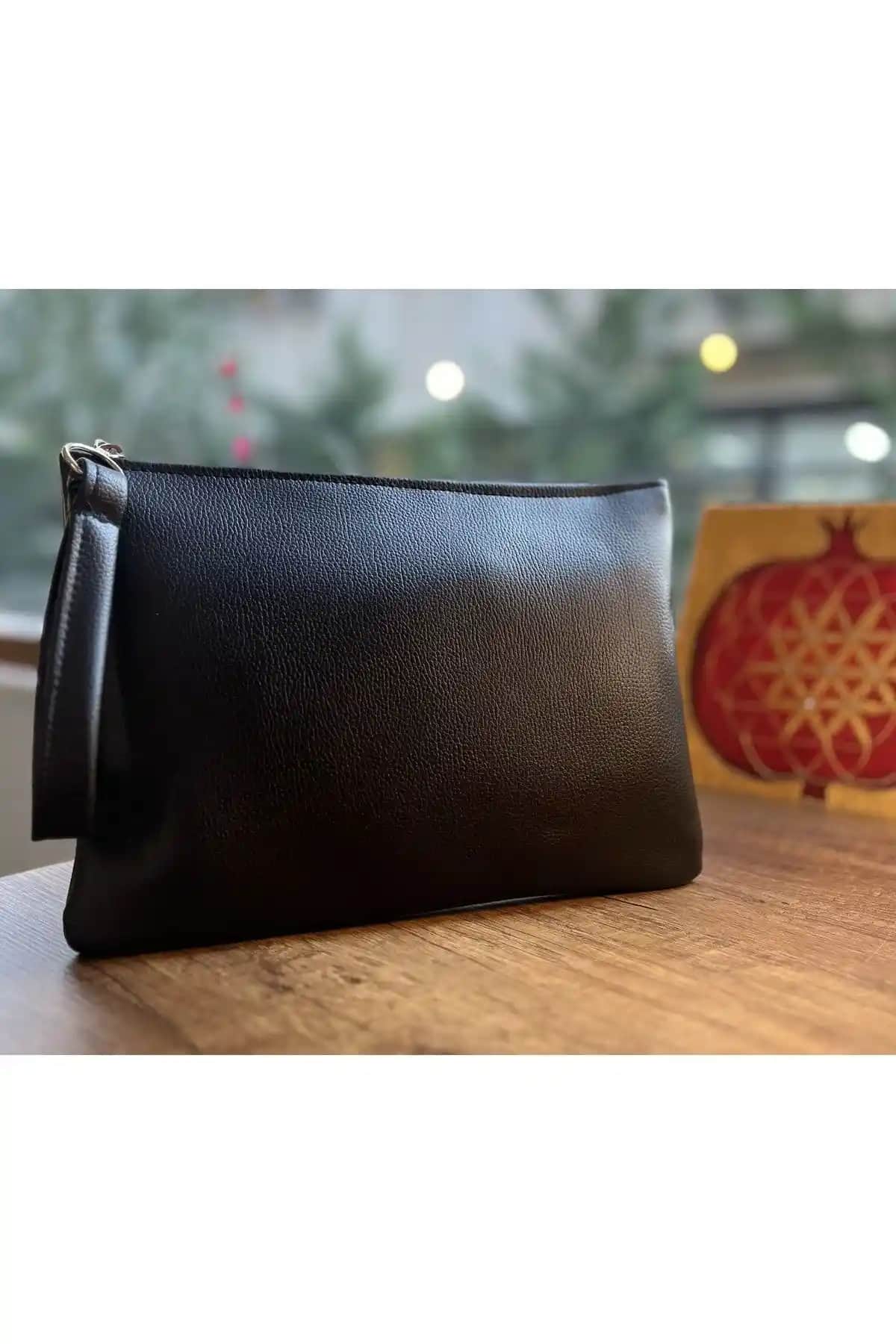 Simfa Kadın Fermuarlı Astarlı Deri Portföy Clutch El Çantası Modern ve Şık Tasarım