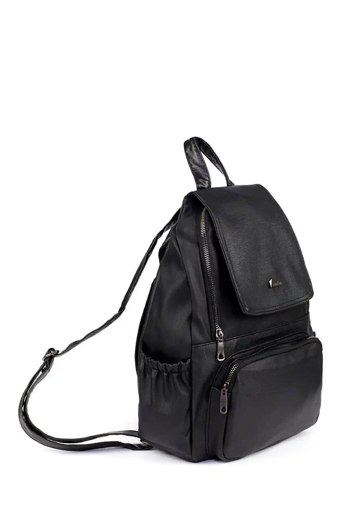 Smurne Yıkama Deri Siyah Sırt Çantası: Şık ve Dayanıklı Günlük Kullanım Çantası