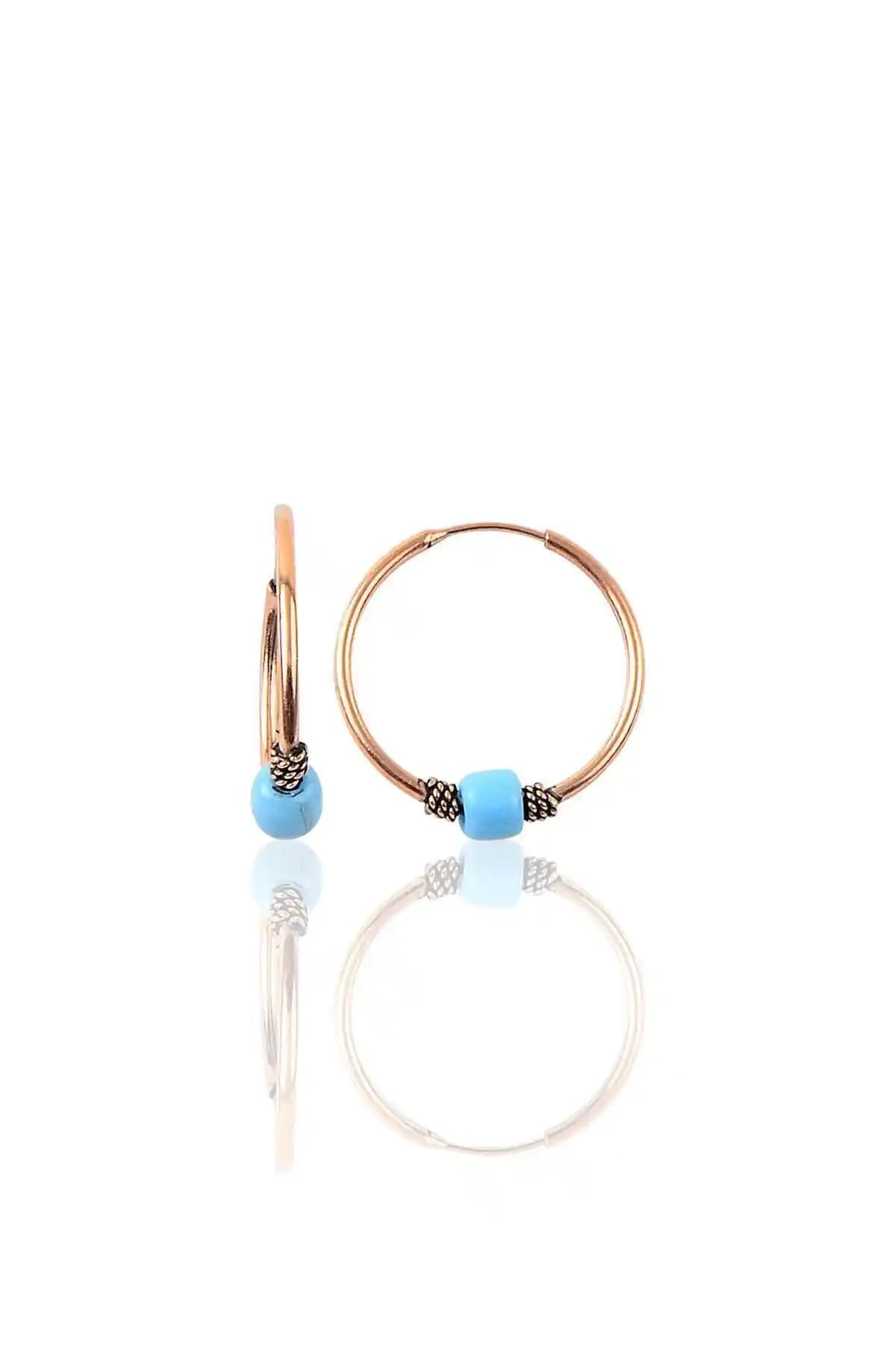 Söğütlü Silver 17 mm Turkuaz Taşlı Halka Küpe Şıklık ve Zarafetin Buluşması