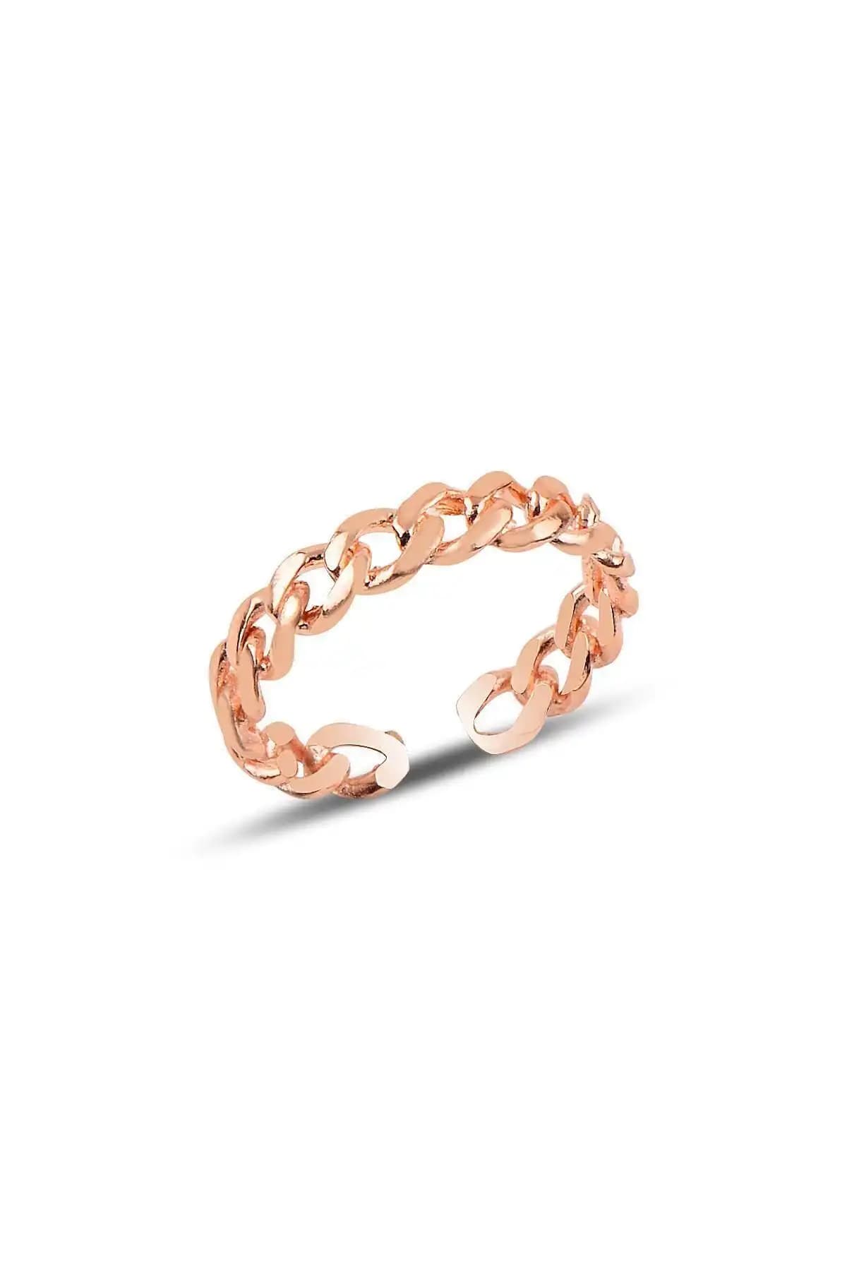 Söğütlü Silver Ayarlanabilir Rose Zincir Modeli Pembe Gümüş Yüzük Detayları