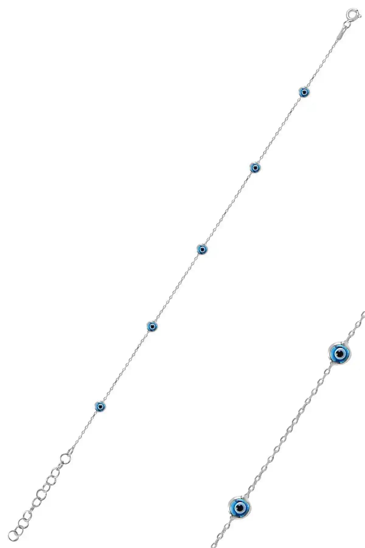 Söğütlü Silver Güçlü Rodyumlu Cam Göz Nazar Halhal Modern ve Dayanıklı Takı Seçeneği