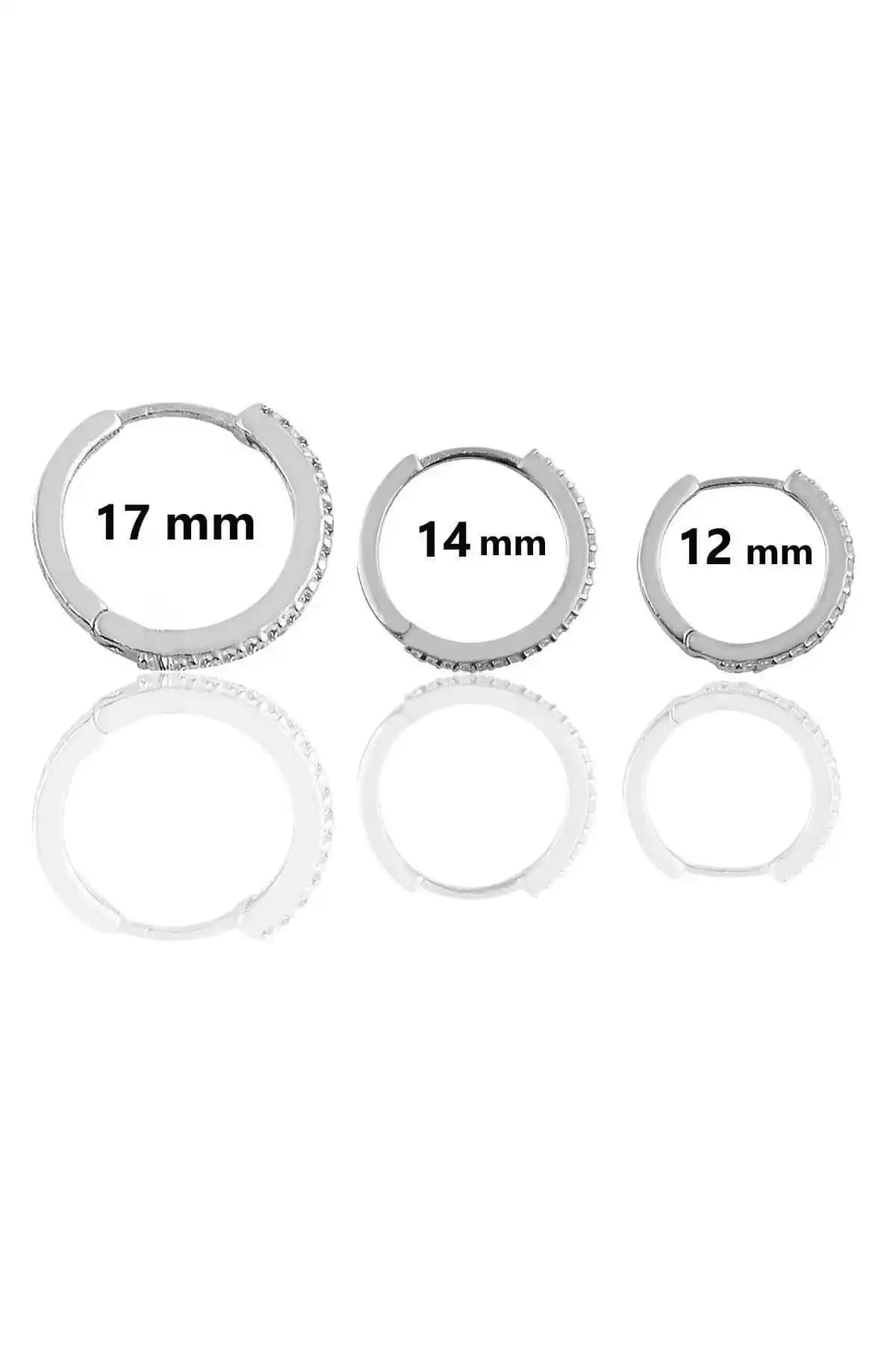 Söğütlü Silver Gümüş Rodyum Kaplamalı Zirkon Taşlı Üç Boydan Halka Küpeler