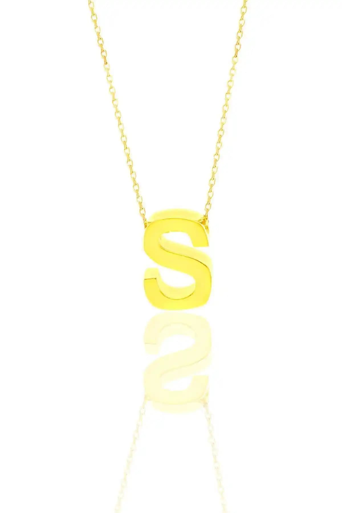 Söğütlü Silver Minimalist S Harf Kolye Gümüş ve Altın Detaylı Zarif Takı