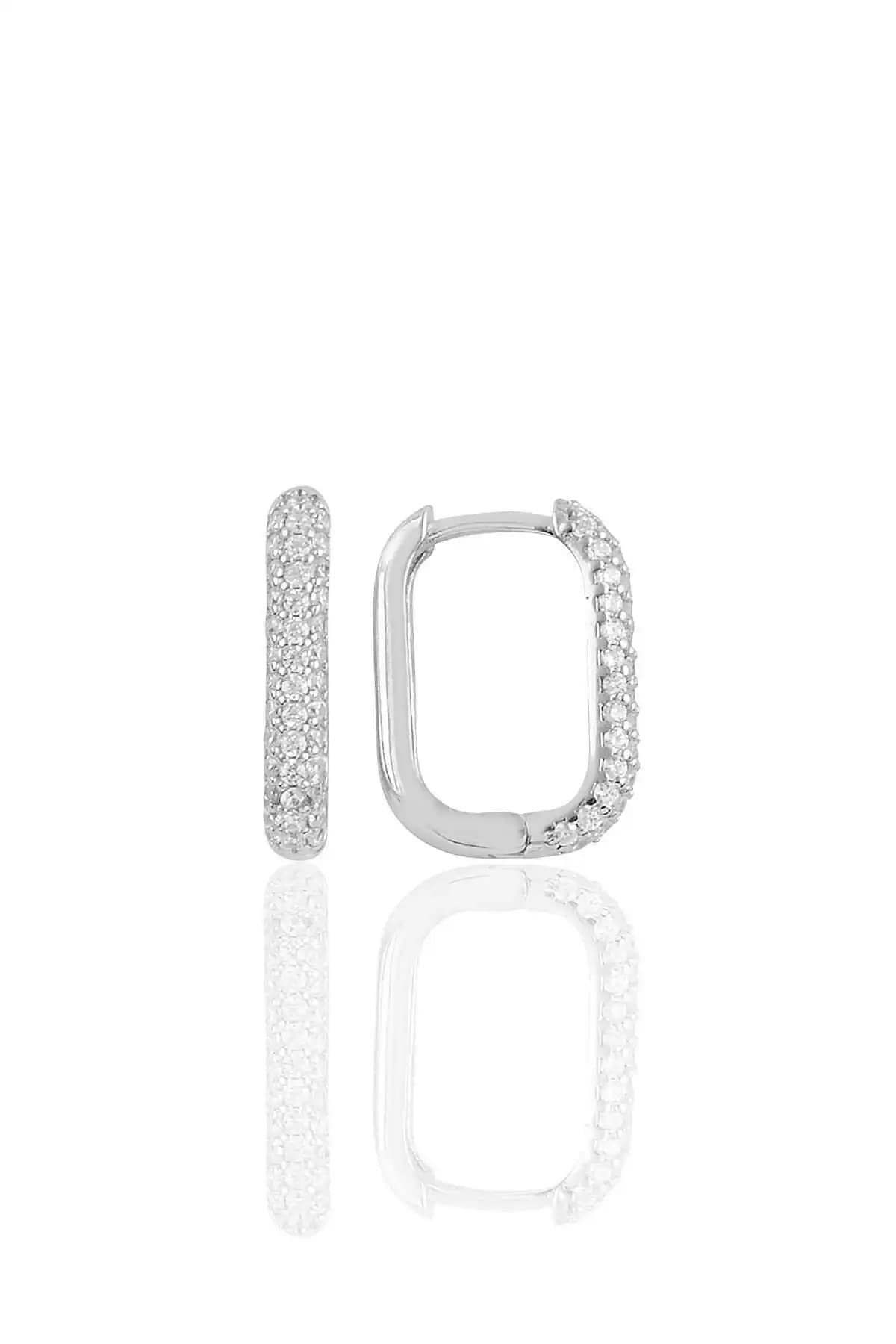 Söğütlü Silver Rodyumlu Zirkon Taşlı Trend Küpe Estetik ve Uzun Ömürlü Tasarım