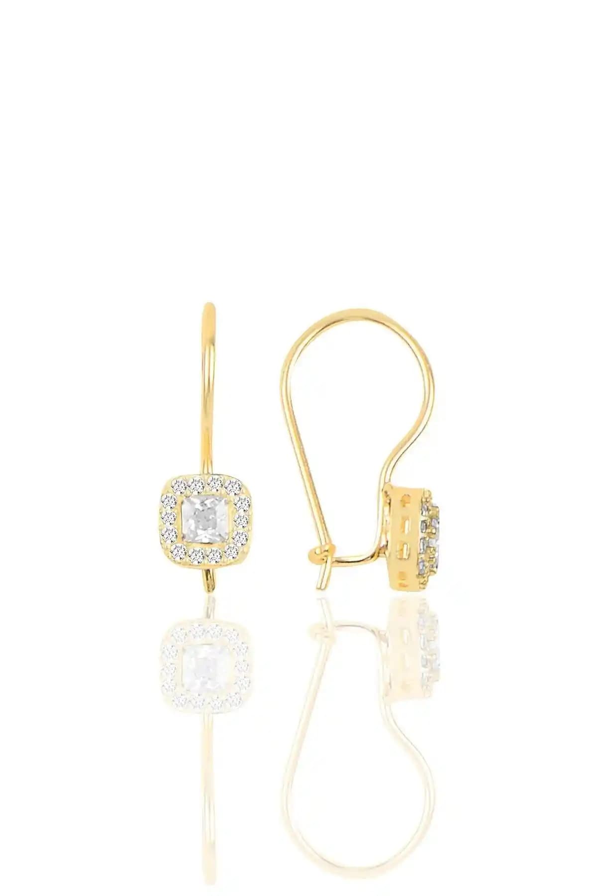 Söğütlü Silver Zircon Taşlı Kare Gümüş ve Altın Kaplama Çengelli Küpe Özellikleri