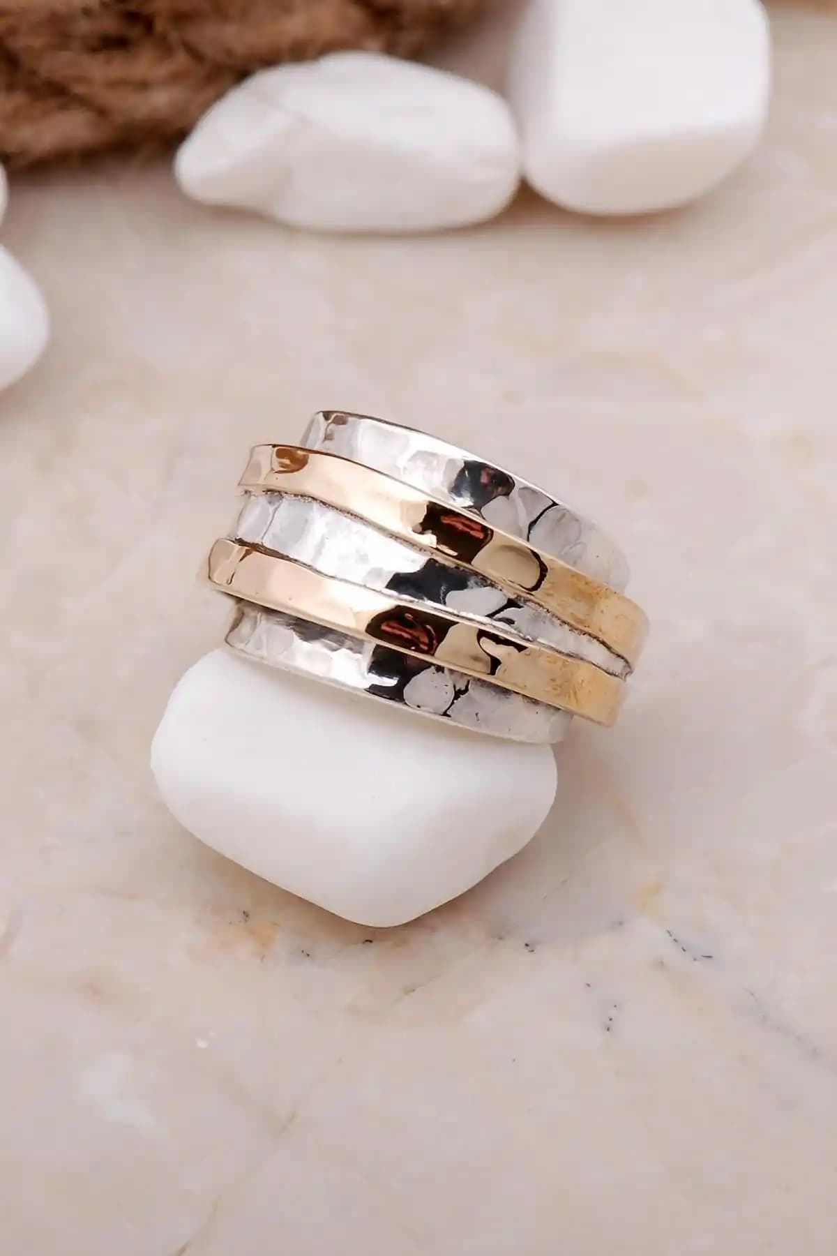 Sümer Telkari El İşçiliği 925 Ayar Gümüş Çekiç Dövme Yüzük