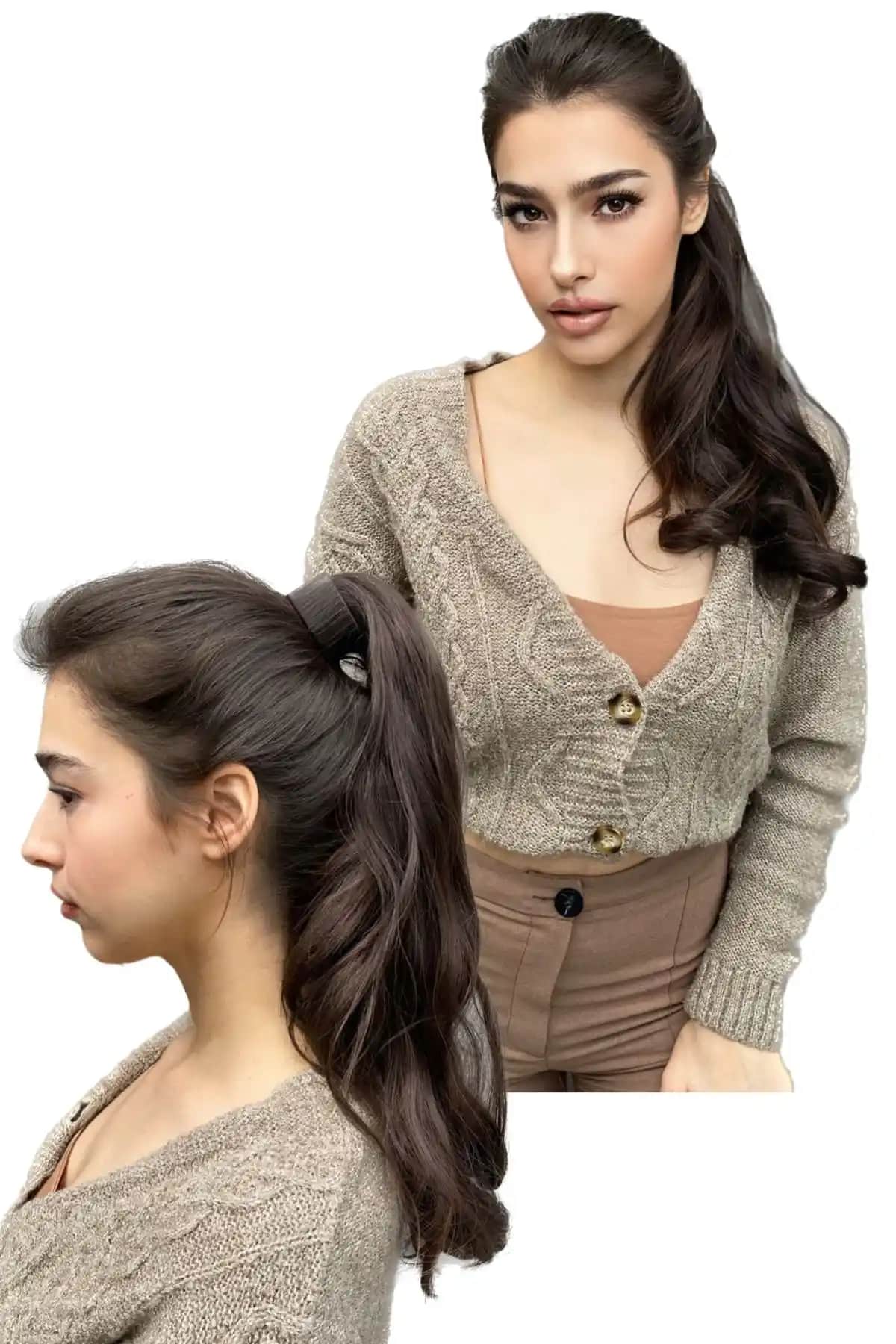 Takıştır Kahverengi Dalgalı At Kuyruğu Saç: Doğal ve Pratik Günlük Aksesuar