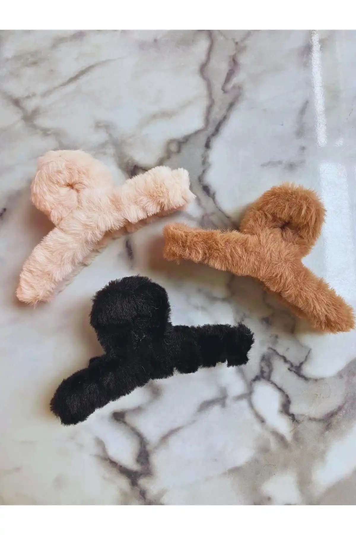 TETHOME Peluş Yumuşak Tüylü Mandal Toka Seti Şık ve Dayanıklı Tasarımıyla Günlük ve Özel Kullanım İçin