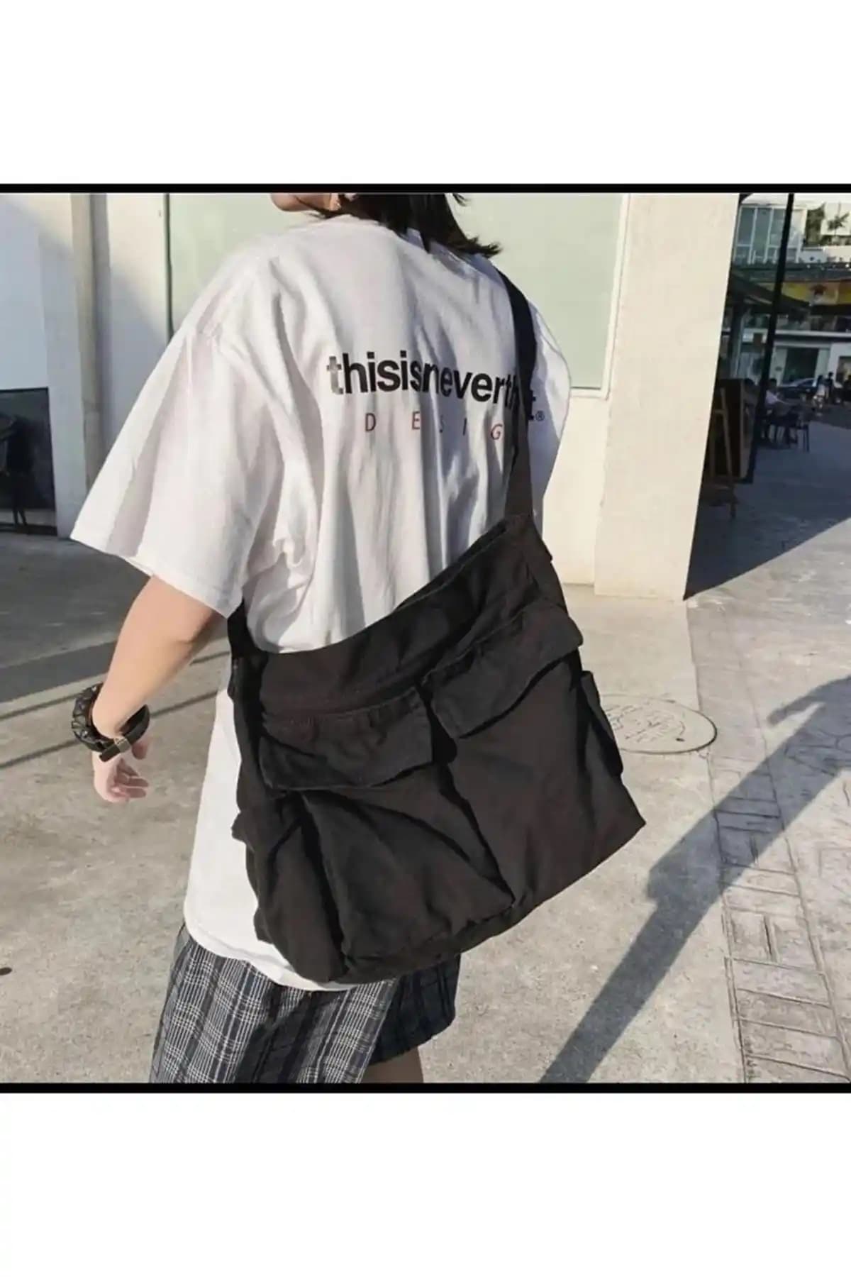 Touz Vintage Siyah Unisex Kargo Cep İç Hacmi Geniş Postacı Çanta Özellikleri ve Kullanım Avantajları