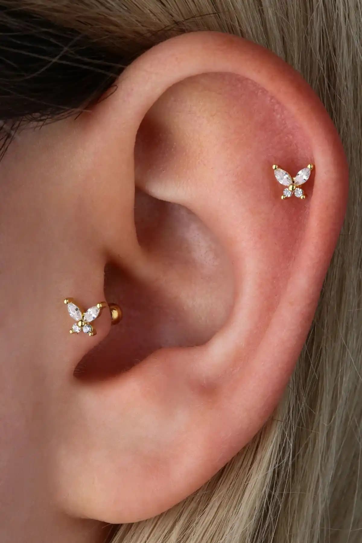 Vilma Aksesuar Altın Renk Cerrahi Çelik Helix ve Tragus Piercingleri (8mm)