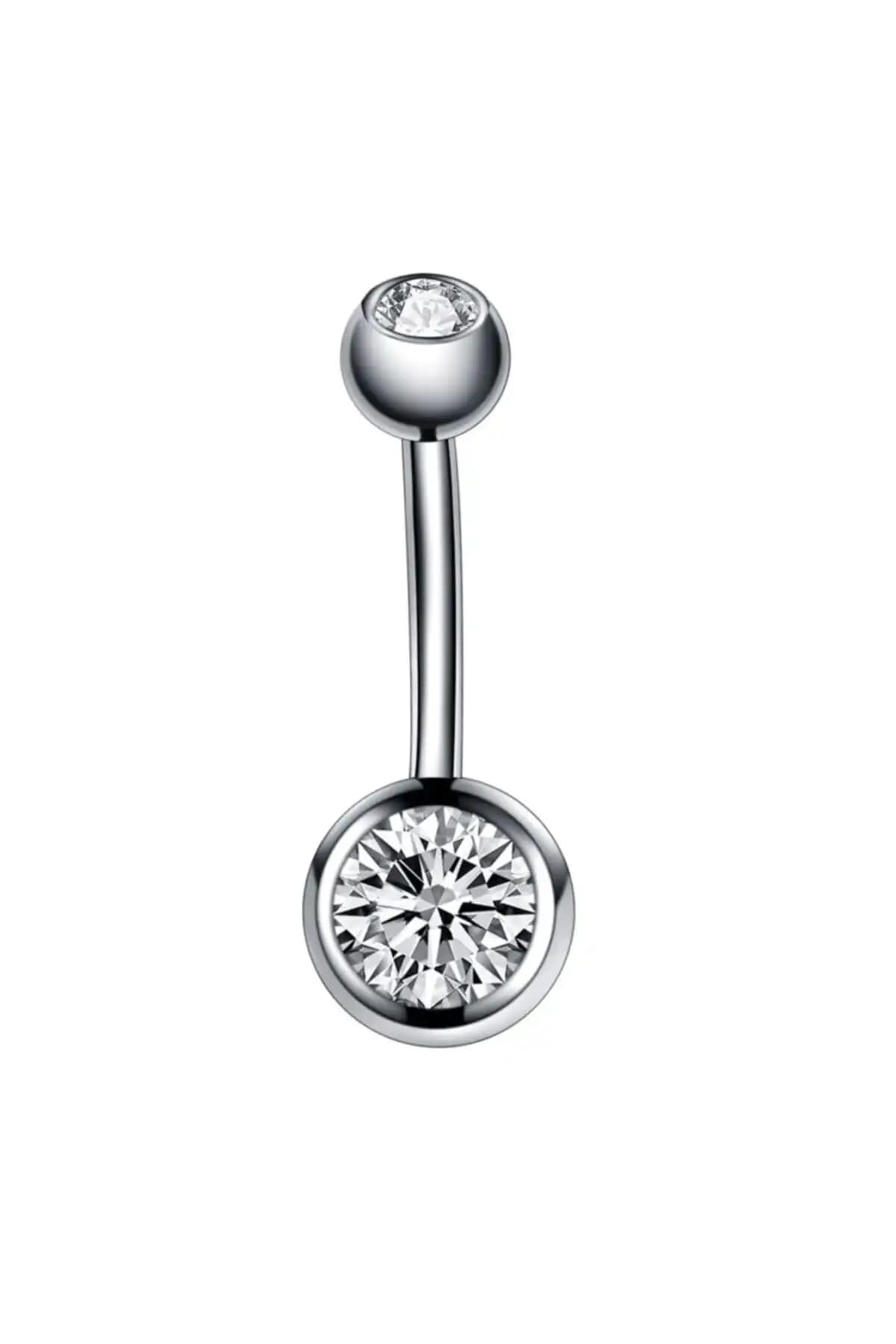 Vilma Aksesuar Cerrahi Çelik Taşlı Göbek Piercing 10mm Modern ve Dayanıklı Tasarım