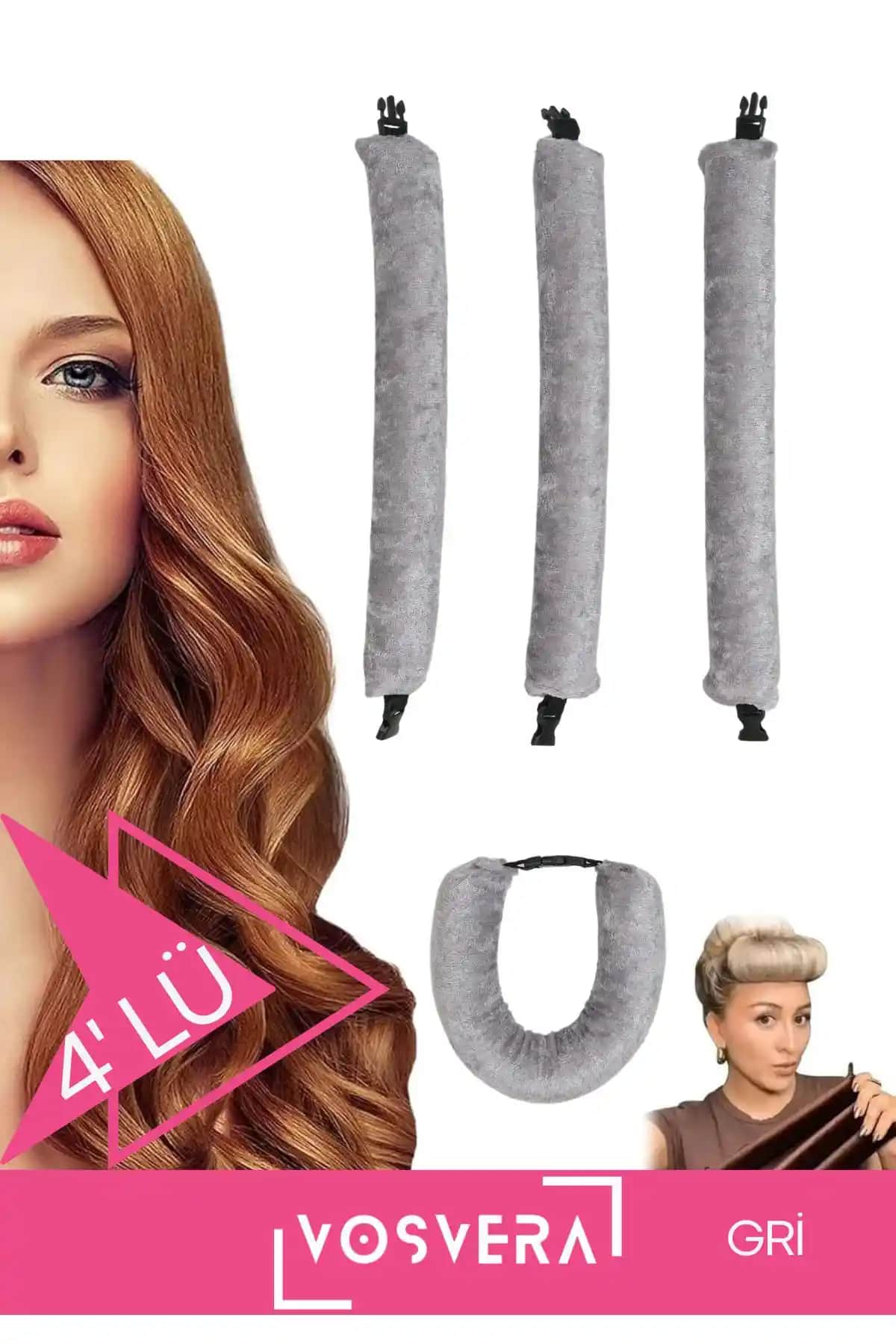 Vosvera 4'lü Kadife Saç Şekillendirici Bigudi ile Doğal ve Hacimli Bukleler Yaratın