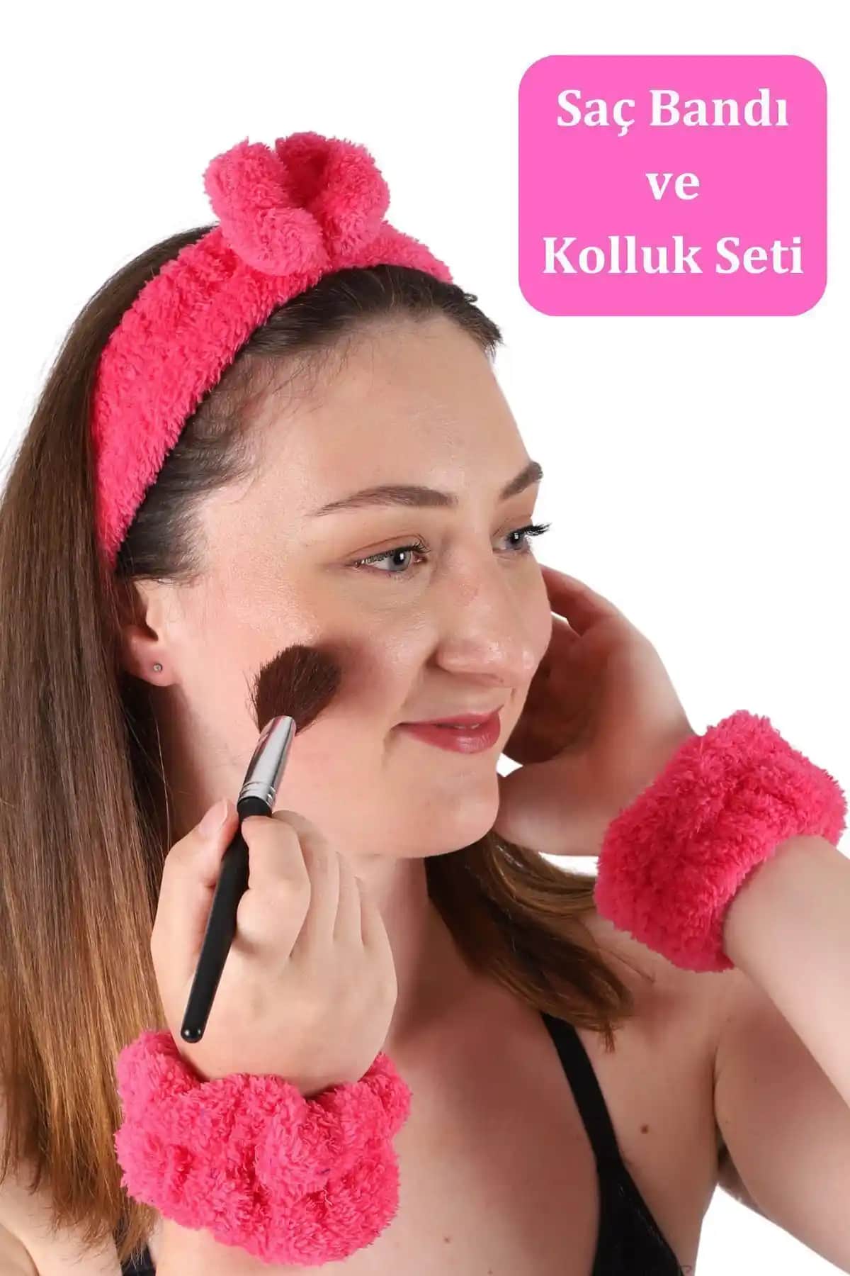 Vosvera Soft Saç Bandı ve Bileklik Makyaj Seti Fuşya Renkli Günlük Kullanım İçin
