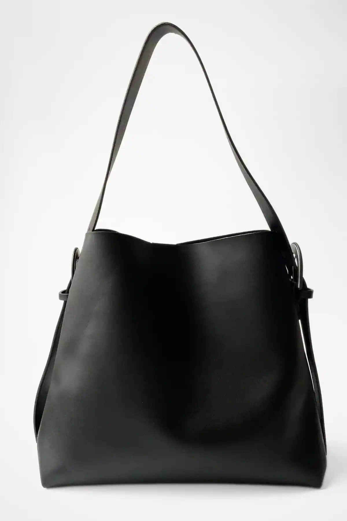 Yuka Atelier Nomu Toka Siyah Büyük Kadın Shopper Çanta Günlük Kullanım İçin Uygun