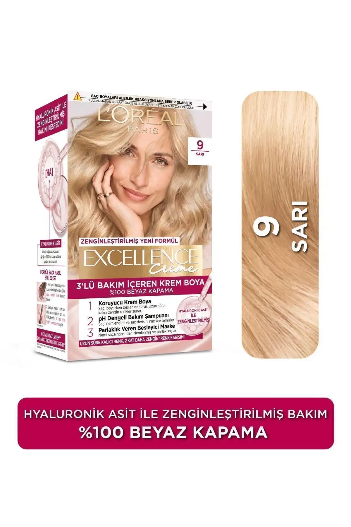 L'Oreal Paris Excellence Creme 10 Açık Sarı ve 9 Sarı Renklerinin Karşılaştırması 2