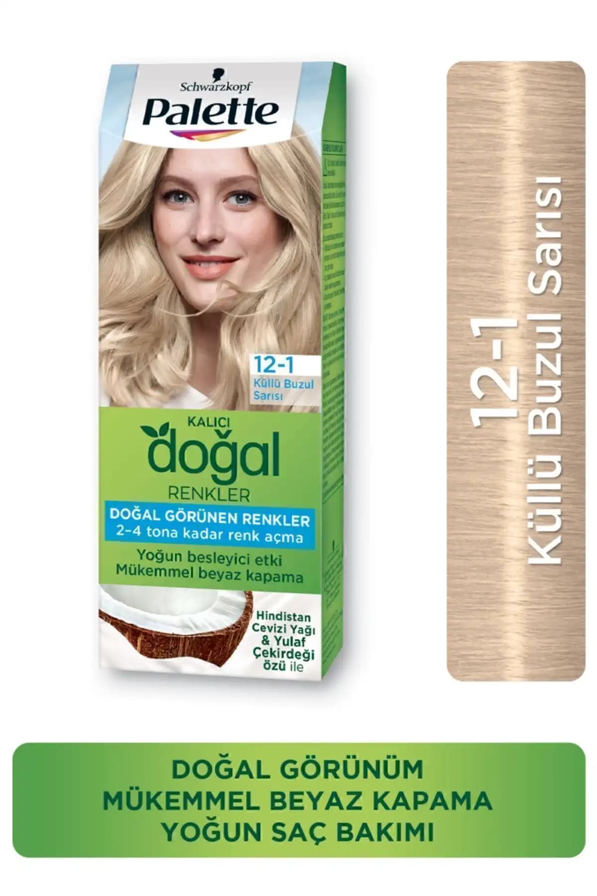 Palette Kalıcı Doğal Renkler 10-4 Papatya ve 12-1 Küllü Buzul Sarısı Karşılaştırması 2