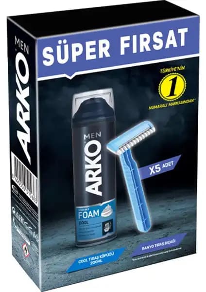 Arko Men Banyo 5'li Set ve Cool Köpük Pro ile Erkekler İçin Günlük Bakım Çözümü