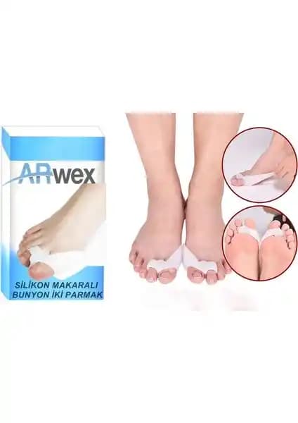 Arwex İki Parmak Silikon Makaralı Ayak Baş Parmak Bunion Koruyucu Çift