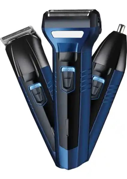 Ataşbey A3IN1 Profesyonel Traş Makinesi Seti Mavi - Çok Fonksiyonlu ve Ergonomik Tasarım