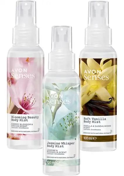 Avon Kiraz Çiçeği Orkide Vanilya Sandal Ağacı ve Yasemin Manolya Kokulu Vücut Spreyi Paketi