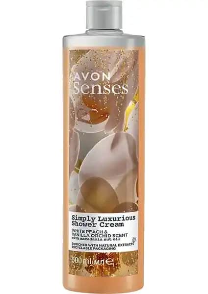 Avon Senses Beyaz Şeftali ve Vanilya Kokulu Krem Duş Jeli - Doğal ve Lüks Günlük Bakım Ürünü