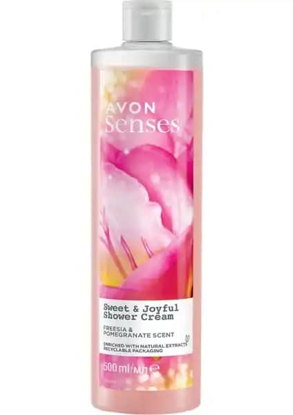 Avon Senses Sweat & Joyful Frezya ve Nar Kokulu Krem Duş Jeli 500 ml ile Temizlik ve Hoş Koku Deneyimi
