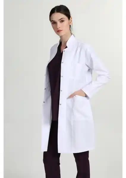 Başak Kadın Uzun Hakim Yaka Doktor Hemşire Öğretmen Beyaz Önlük AYŞ-1401