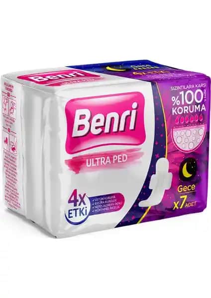 Benri Hijyenik Ped Gece 7'li: Güvenli ve Konforlu Gece Kullanımı İçin Ideal Ürün