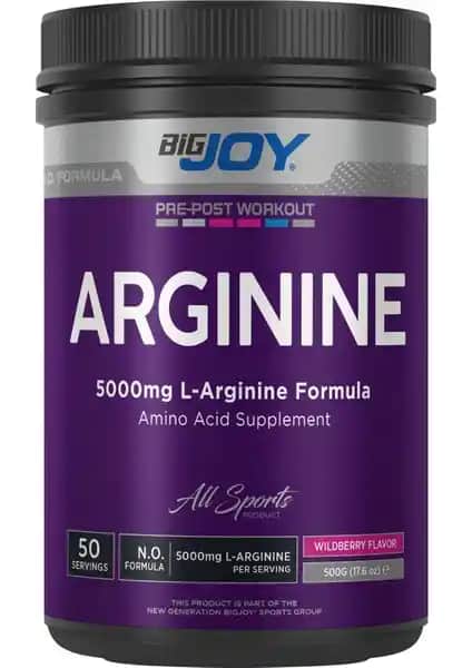 BigJoy L-Arginine Toz 500g Orman Meyveli Spor Takviyesi ve Enerji Destekçisi