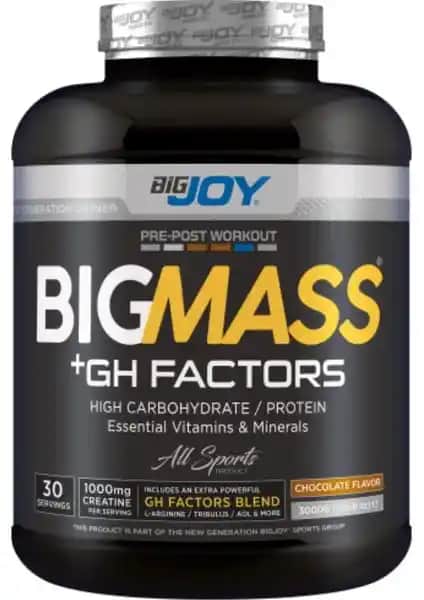 Bigjoy Sports Big Joy Big Mass GH Factors 3 kg Çikolata Spor Takviyesi ve Kas Gelişimi Destekleri