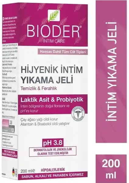 Bioder İntim Care 200 ml Hijyenik İntim Yıkama Jeli Kadınlar İçin Günlük Hijyen Çözümü