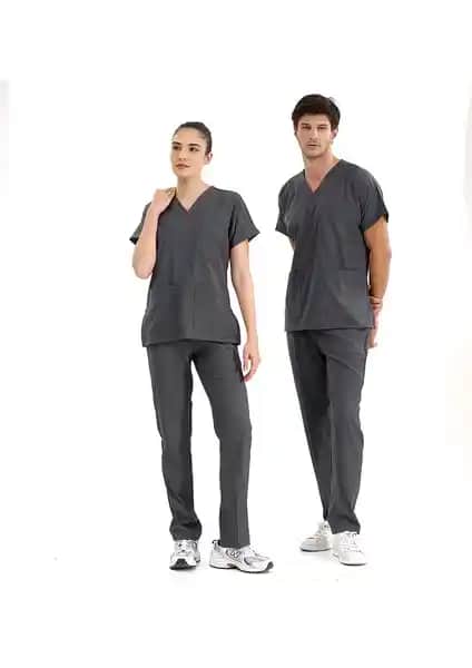 Çizgi Medikal Füme Likralı Üniforma Takımlar: Sağlık Çalışanları İçin Konfor ve Şıklık