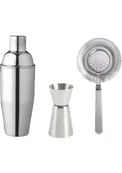 Coffeein 3'lü Bar Ekipmanı Paslanmaz Çelik Profesyonel Set Entegre Kahve ve Kokteyl Aksesuarları