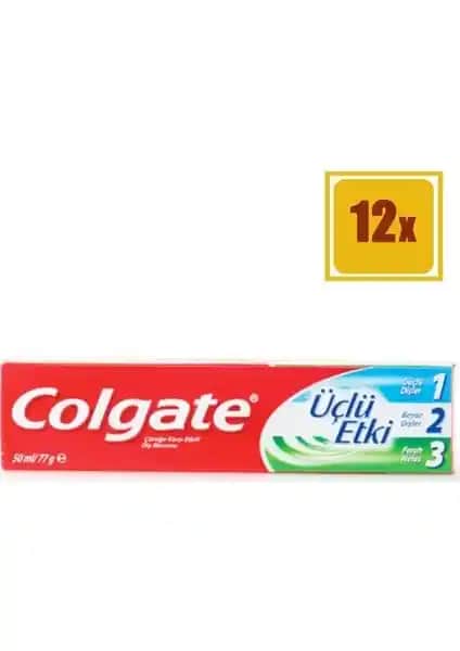 Colgate Üçlü Etki Diş Macunu Seti 50 ml 12'li Paket ile Sağlıklı ve Parlak Gülüşler
