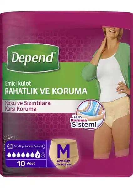 Depend Emici Külot Lohusa Pedi M Bedeni 10 Adet Güvenli ve Konforlu Kullanım İçin Tasarlandı