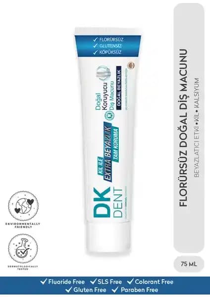 Dermokil DKDENT Klasik Florürsüz Doğal Diş Macunu Beyazlatıcı ve Hassas Dişlere Uygun