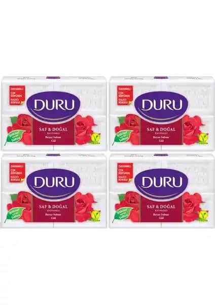 Duru Saf ve Doğal Kaynaklı Gül Beyaz Kalıp Sabun 16'lı Paket ile Günlük Hijyen ve Cilt Bakımı