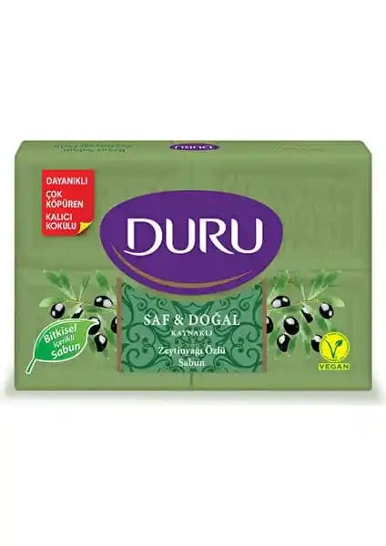 Duru Saf ve Doğal Kaynaklı Zeytinyağı Özlü Sabunlar 4'lü Paket Doğal Temizlik ve Bakım