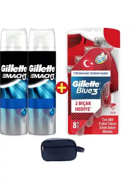 Gillette Blue3 16'lı Tıraş Bıçağı ve Bakım Seti Milli Takım Özel Paketi