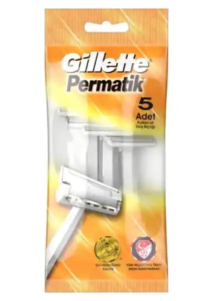 Gillette Permatik 5 Ad Tek Kullanımlık Tıraş Bıçağı Uzun Tüyler ve Hassas Ciltler İçin