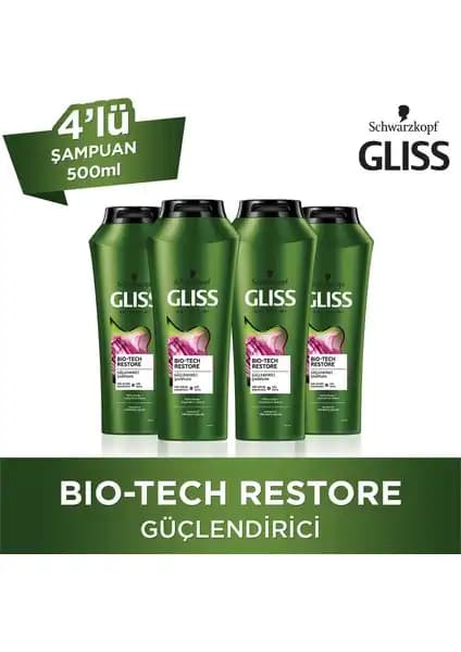 Gliss Bio-Tech Saç Bakım Seti 4'lü 500 ml ile Güçlü ve Sağlıklı Saçlar