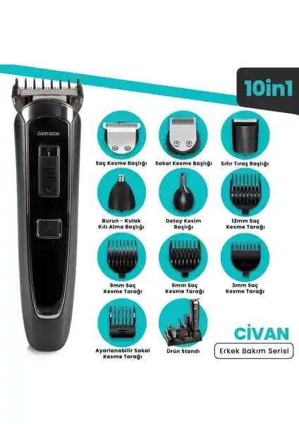 Goldmaster Civan GM-7184 9'lu Erkek Bakım Seti: Çok Yönlü ve Pratik Kullanım Özellikleri